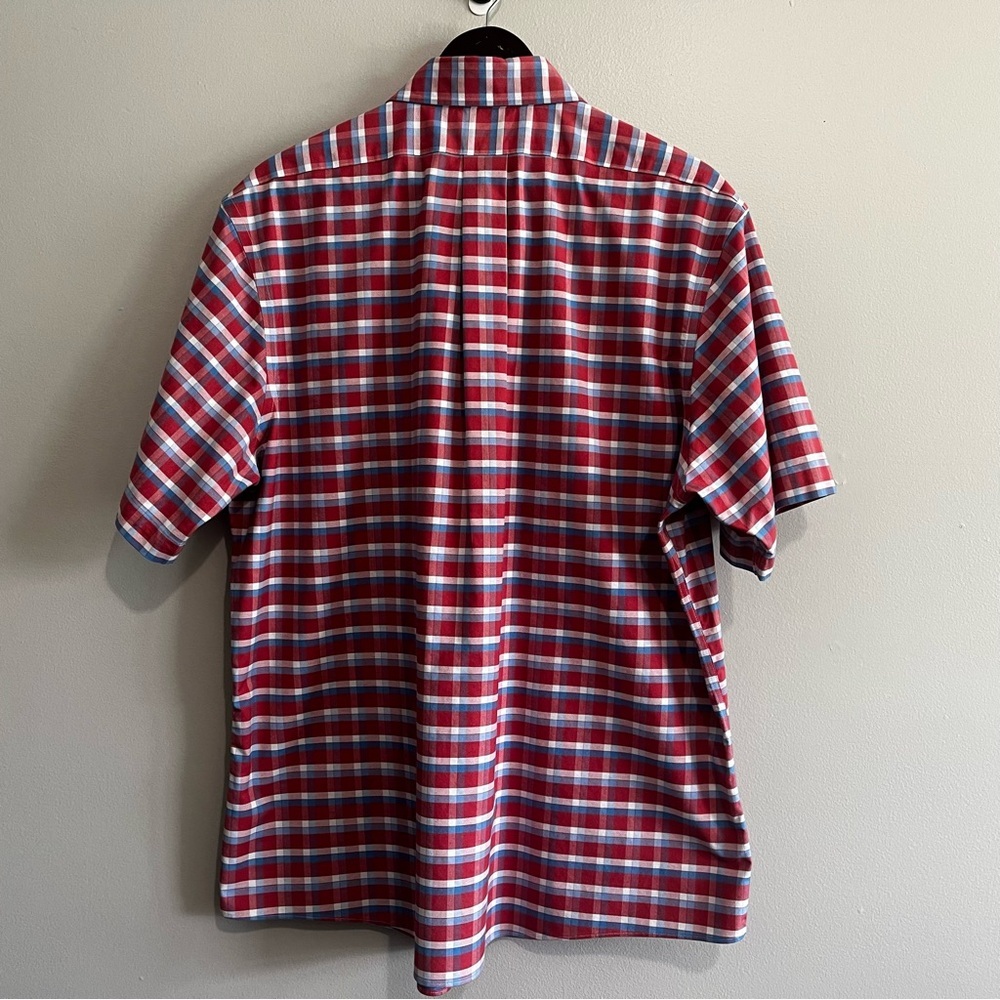 Brooks Brothers Men's XL Red White & Blue Check Plaid Button Down Short Sleeve - Picture 4 of 8
